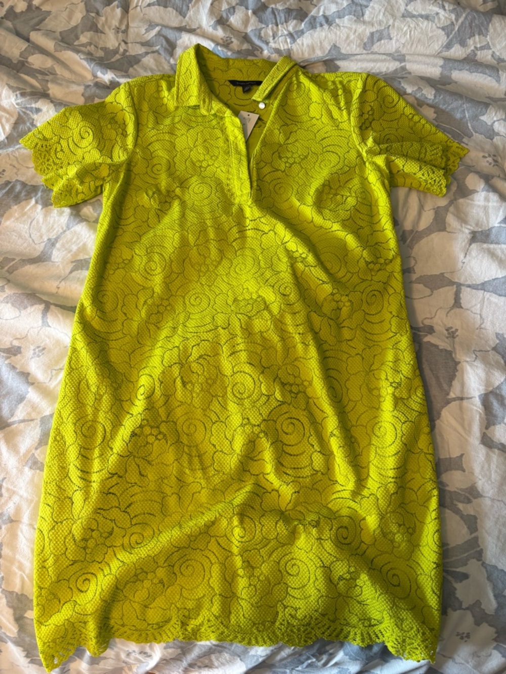 Banana Republic Neon Lime Lace Polo Dress